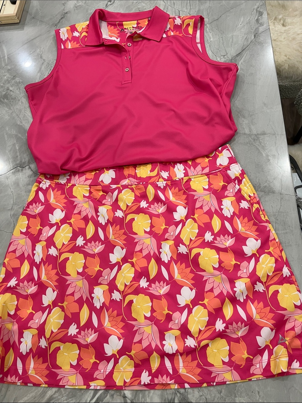 Bright Pink Floral Golf Skort Set